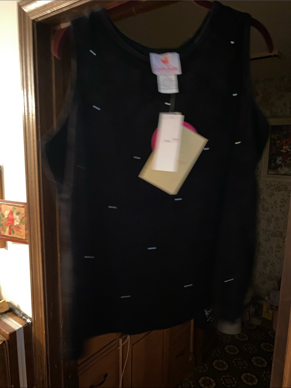 Quacker Factory Black Sleeveless Top with Tiny Stitch Accents NWT